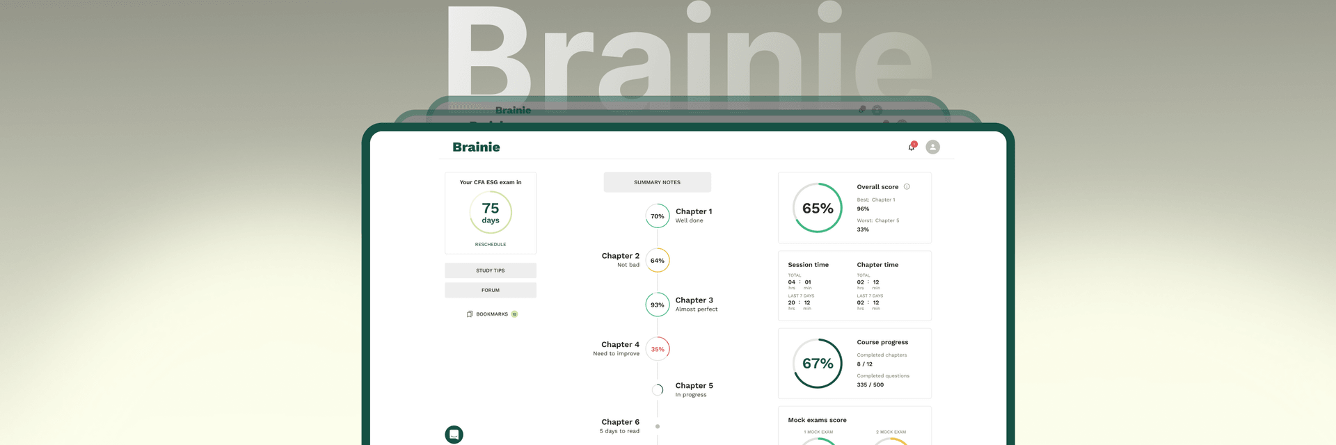 Brainie learning platform interface