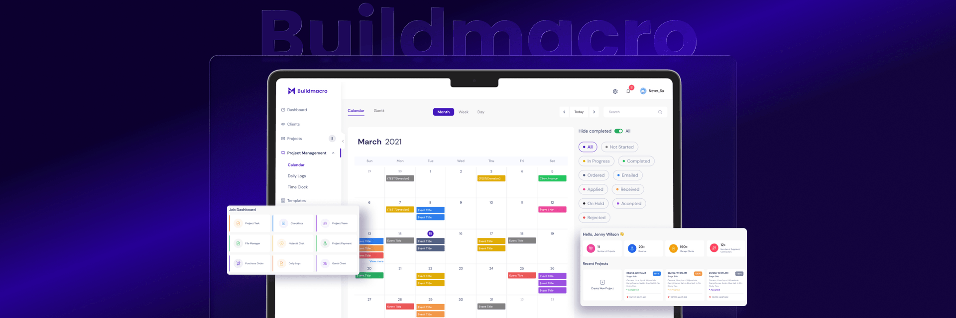 BuildMacro construction planning and calendar interface