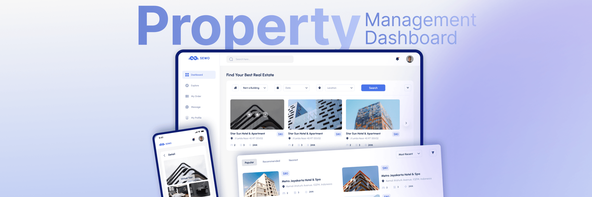 Sewo property platform on desktop and mobile