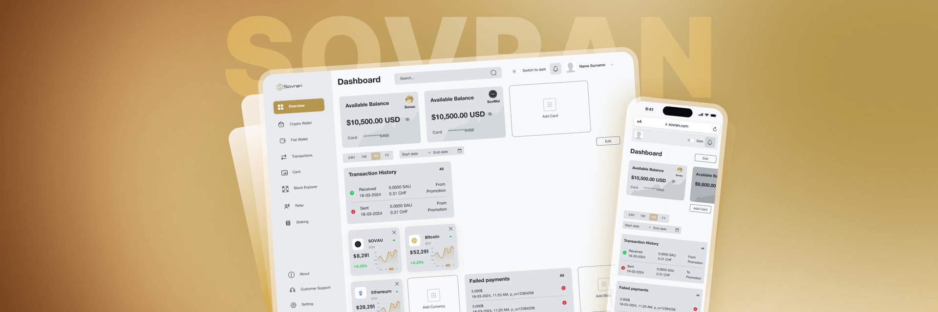 Sovran web and mobile financial dashboards